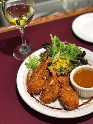 Coconut Crusted Shrimp with apricot sauce