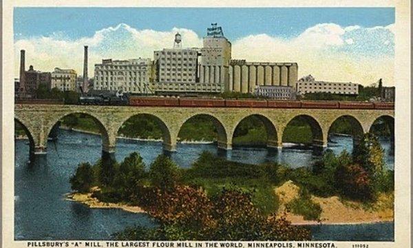 Postcard featuring Pillsbury with the caption, "the Largest Flour Mill in the World, Minneapolis, MN. 01/24/24