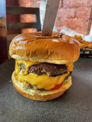 Delicious double cheeseburger!