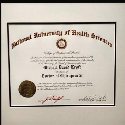 Doctor of Chiropractic Michael David Kroft