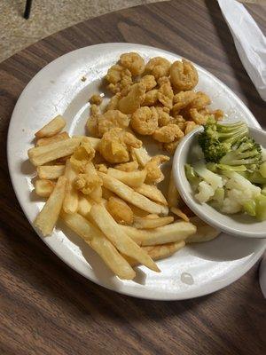 Fried shrimp kids meal