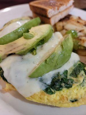 Avocado spinach and mozzarella omelet