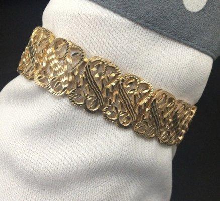 14KT Gold Vines & Leaves Women's bracelet, size 7, 25.0 grams