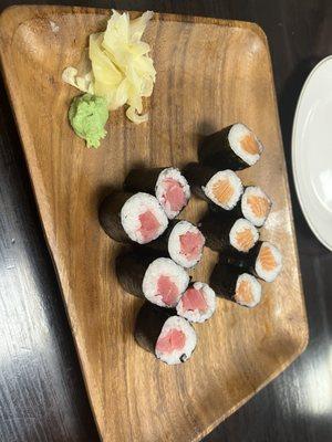 Tuna roll and salmon roll