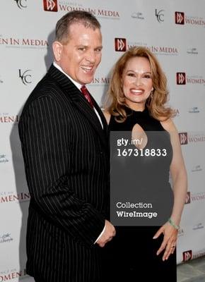 Lisa Christiansen with James Bickford at the 2013 Genii Awards. Alliance for Women in Media.