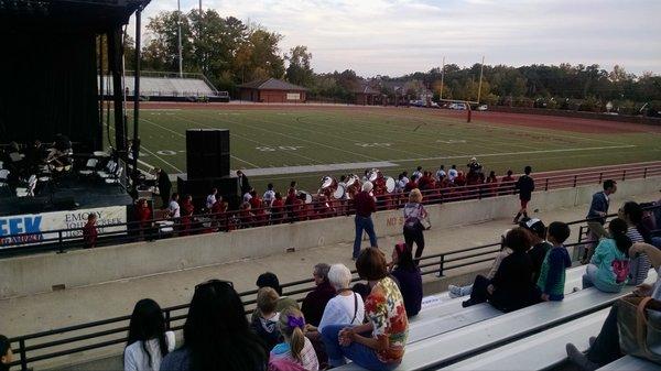 The Johns Creek band preparing to perform.