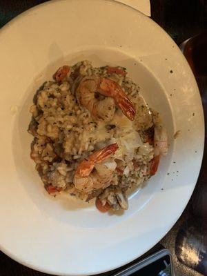 Woodsman risotto + shrimp - finally got to try this and it was AWESOME.