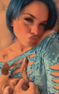 Me in blue hair with my baby boy JAMES BROWN