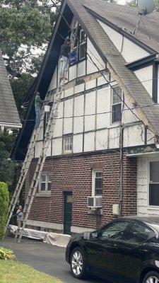 We are stripping all the exterior paint off the trim. Power washing the rest of the house and painting the trim and the house.