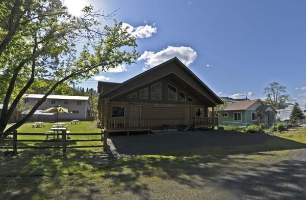 Back side of lodge facing East Street in Stites, Idaho.