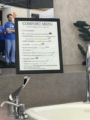 Comfort menu