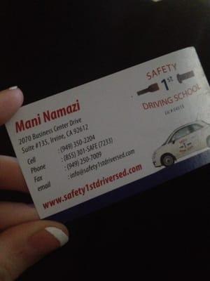 Mani's business card.