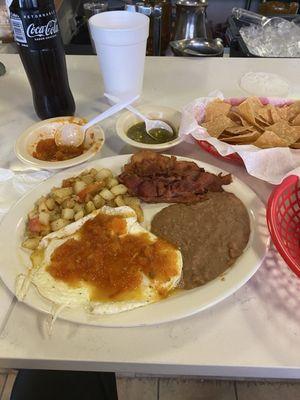 Huevos Rancheros breakfast plate was Delicious.