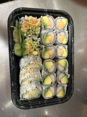 California Roll and shrimp temp roll