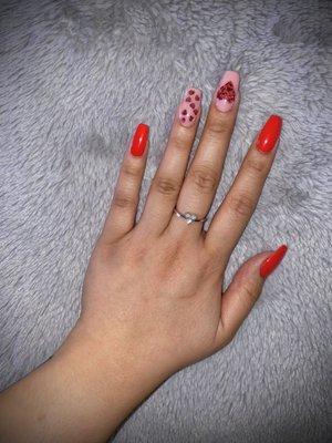 My valentine's day nails! Totally inlove with this. Thanks again Rose for going above and beyond with my requests lately