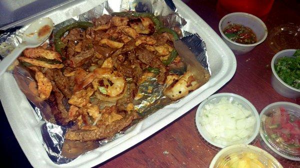 Fajita Mix, comes with shrimp, chicken, beef & bell pepper and onions