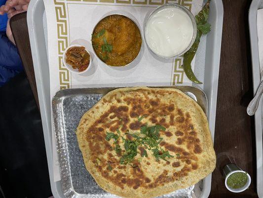 Aloo Piyaz Paratha platter