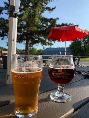 Golden ale and stout.   Both very good, and amazing and helpful staff!