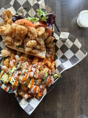 Shrimp poboy and shrimp avocado fries.