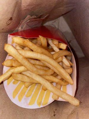 The mobile app and my deals $1 Large French Fries (they were hot and fresh)