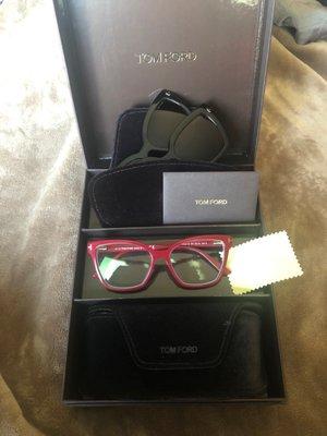 My New pair of glasses by Tom Ford! Comes with two different shade snap ons. Magnetic Clip Ons! How cool is that!!!