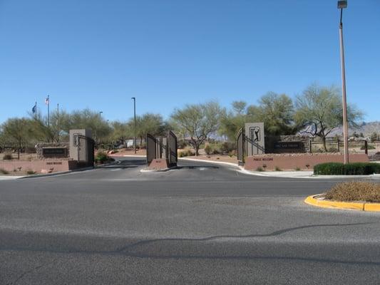 The main entrance off Canyon Run Drive.