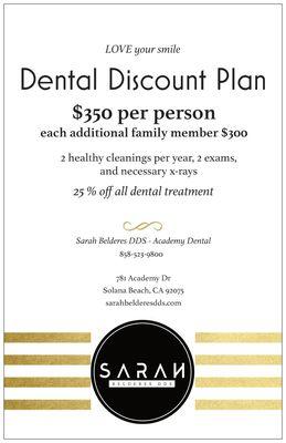 In office dental discount plan!