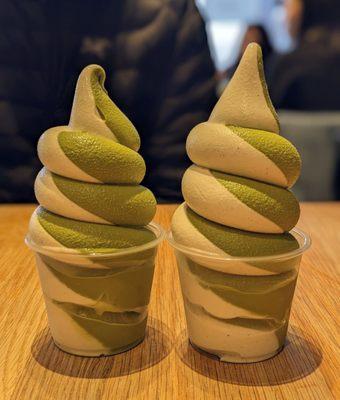 Matcha and misugaru swirl (soft serve)