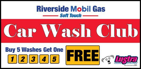 Free Punchcard, After 5 Carwash Purchases, get a free Diamond Wash