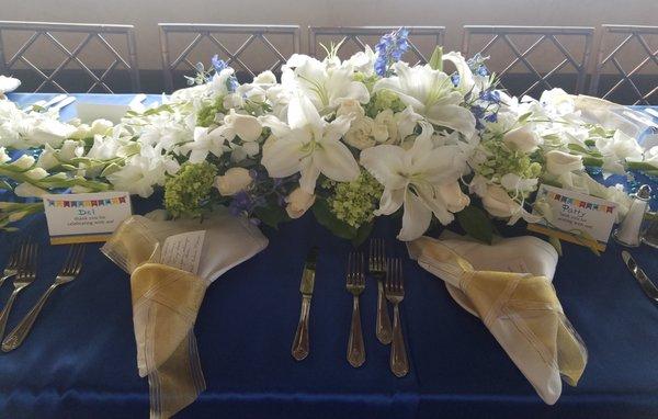 Royal blue tablecloth