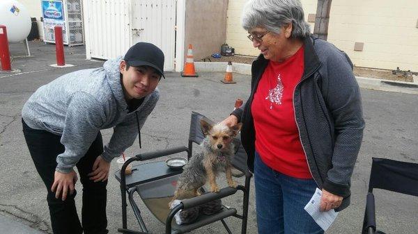 Kitty just doing her job with ms.elaine and mithchell.