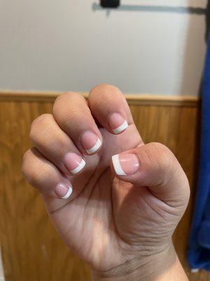 French gel manicure by Danny on super short natural nails