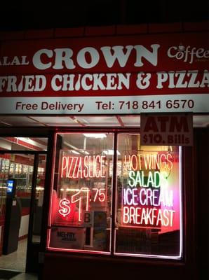 Store front of Crown Fried Chicken and Pizza