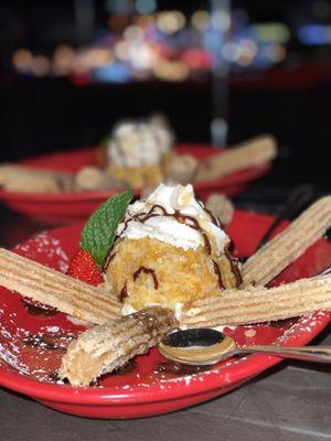 Fried ice cream with chorros