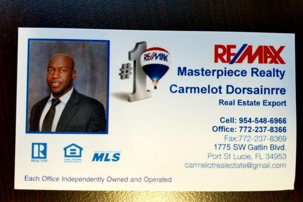 Carmelot Dorsainrre of Re/Max Masterpiece Realty in Port St. Lucie, Florida.