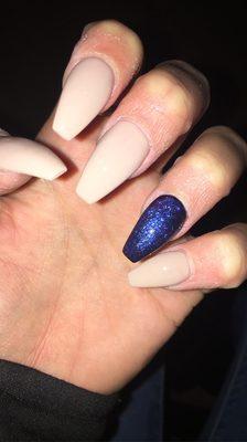 Coffin acrylic nails with gel polish