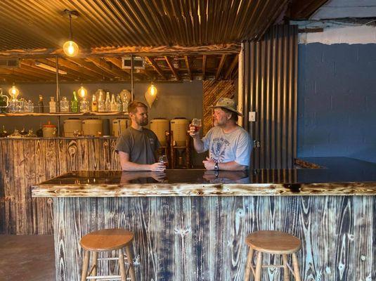 The CiderLabGuys enjoying their new tasting bar!