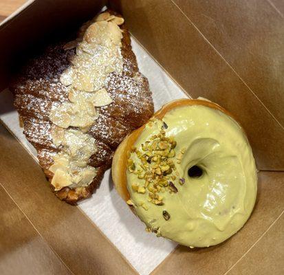 Almond Croissant and Pistachio Donut