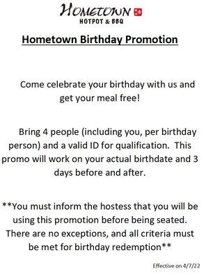 Birthday Promo - Starting April 7, 2023