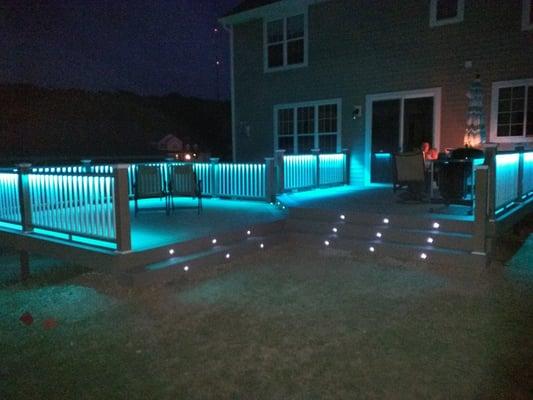 My deck they built with free stair lights, and led lights (that change colors) in my rails (not free)