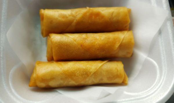 Three tiny egg rolls make an order, how about just one big one