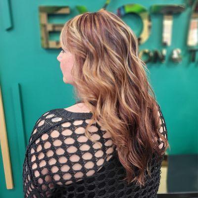 Caramel Highlights with Curly Style