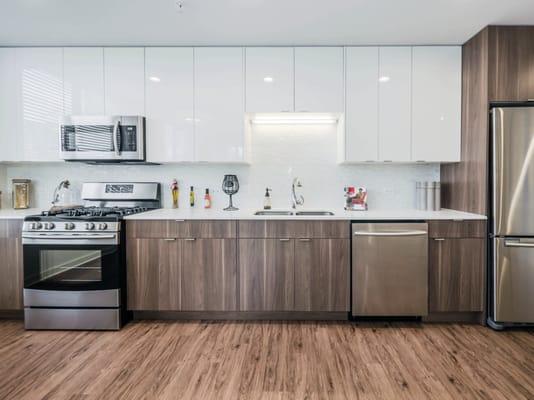 Kitchen in apartment 606 at The Hensley