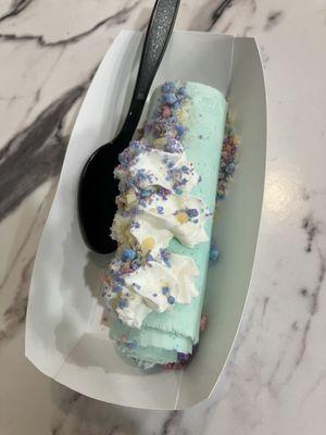 Cotton candy rolled ice cream