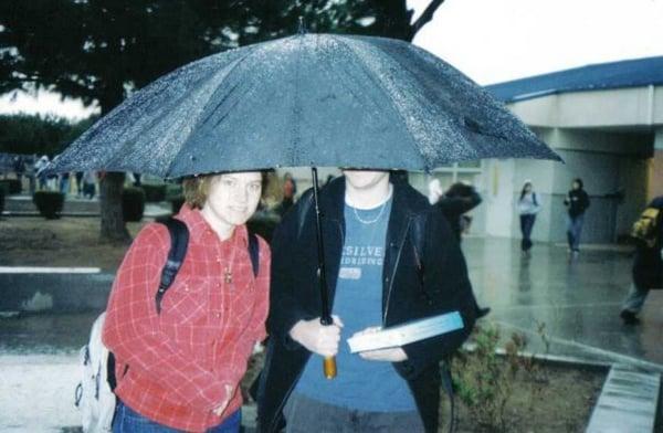 Another terribly geeky photo of me in 2001 on campus at CHS.