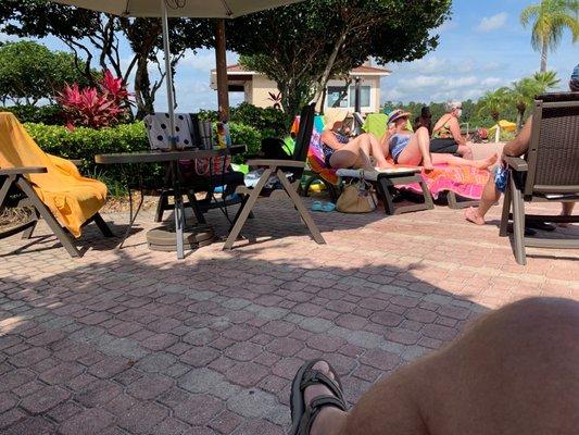 A typical example of two couples who think nothing of claiming a table and 8 chairs for their own exclusive use.