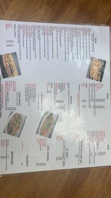 The menu