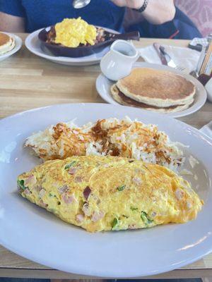 Denver omelette with hash browns.