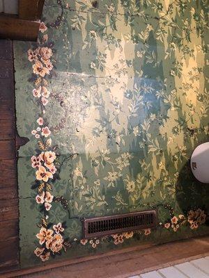 What appears to be the original flooring in bathroom; so cool!