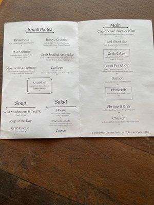 Dinner Menu